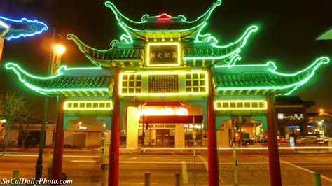 Night Lights At Central Plaza In Chinatown Southern California Daily