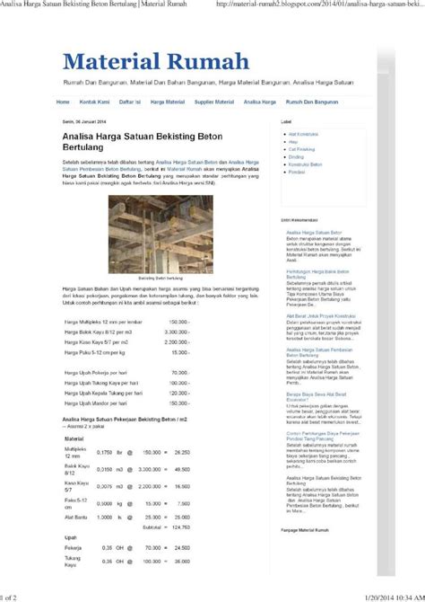 PDF Analisa Harga Satuan Bekisting Beton Bertulang Material Rumah DOKUMEN TIPS