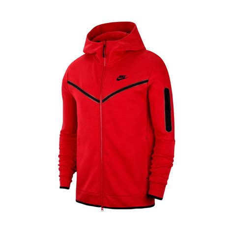 Casaco Nike Sportswear Tech Fleece Hoodie University Red Black Fútbol