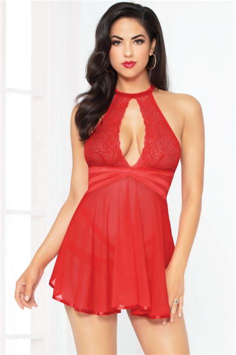 Red Seductress Babydoll Set Spicy Lingerie