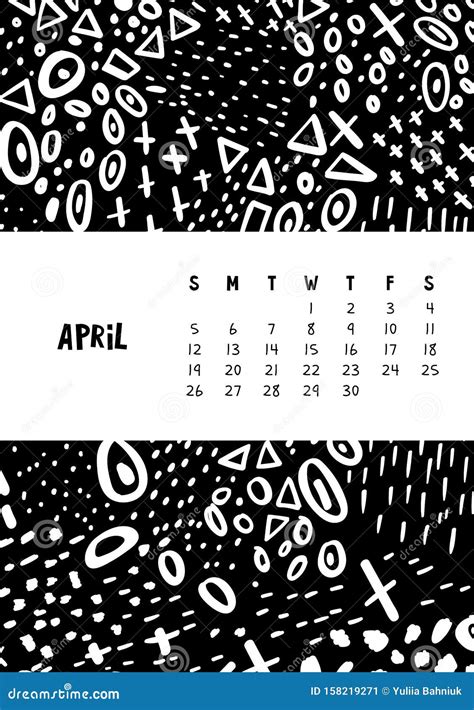 April Vector Colorful Monthly Calendar For 2020 Year With Abstract