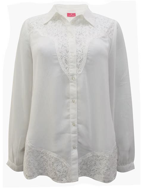 Together Ivory Lace Trim Blouse Size 8 To 22