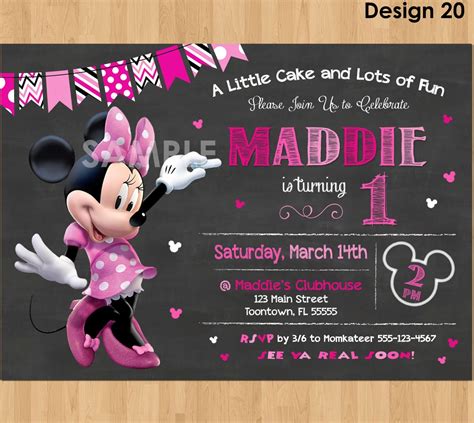 Minnie Mouse 1st Birthday Invitation Template
