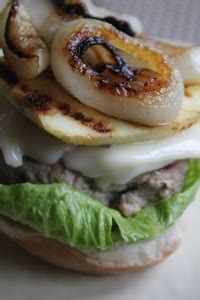 Turkey Burgers With Grilled Apples Brie And Carmelized Onions