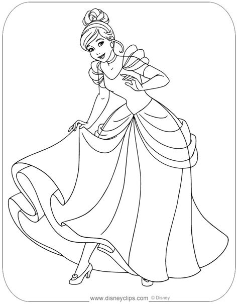 Coloring Page Of Cinderella Showing Off Her Glass Slippers Disney