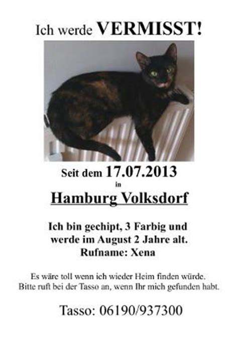 Dafür kannst du diese vorlage benutzen. Katze vermisst in Hamburg - Vermisst & gefunden ...