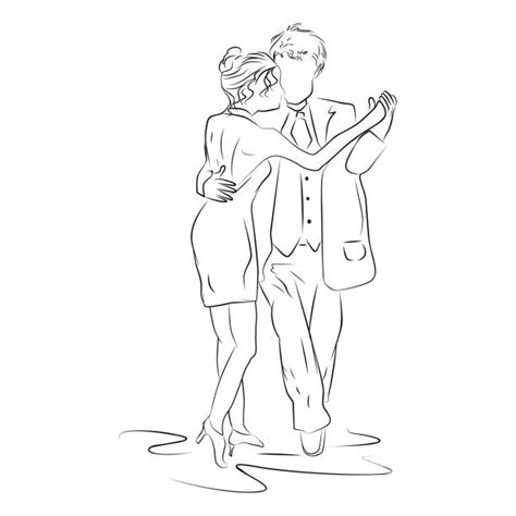 Sketch Dancing Couple Drawing Illustrations Royalty Free Vector