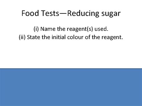 Mandatory Experiments On Food Test For Reducing Sugar