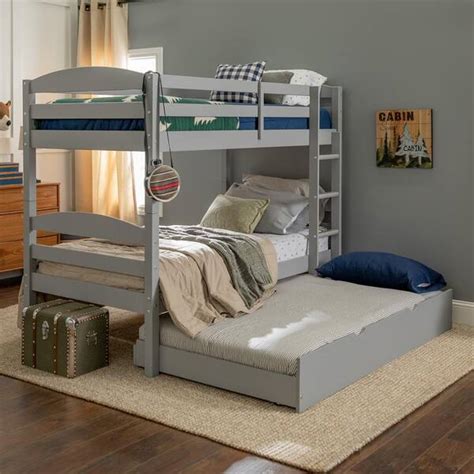 Welwick Designs Solid Wood Twin Over Twin Bunk Bed Storagetrundle