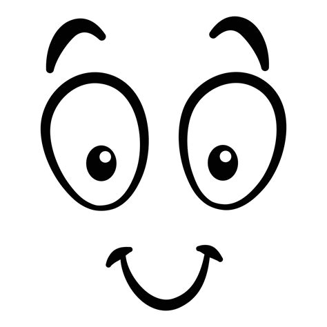 Cartoon Face Expressive Eyes And Mouth Smiling Crying And Surprised