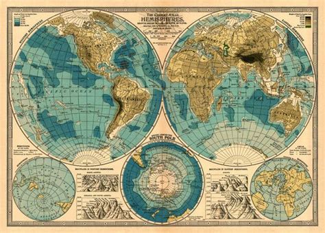 Decorative Map Of The World Old Map Of The World Giclee Etsy Map