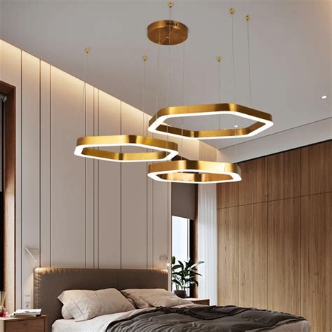 Modern Gold Led Chandelier Lighting Luxury Combination Hexagon Led Lamp