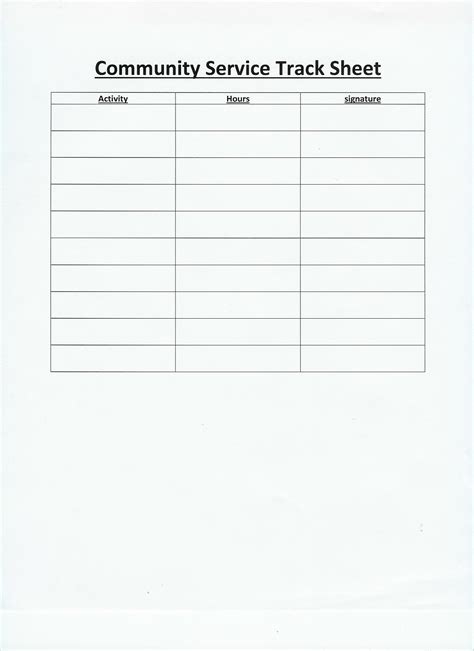 Free Printable Community Service Log Sheet Printable Templates