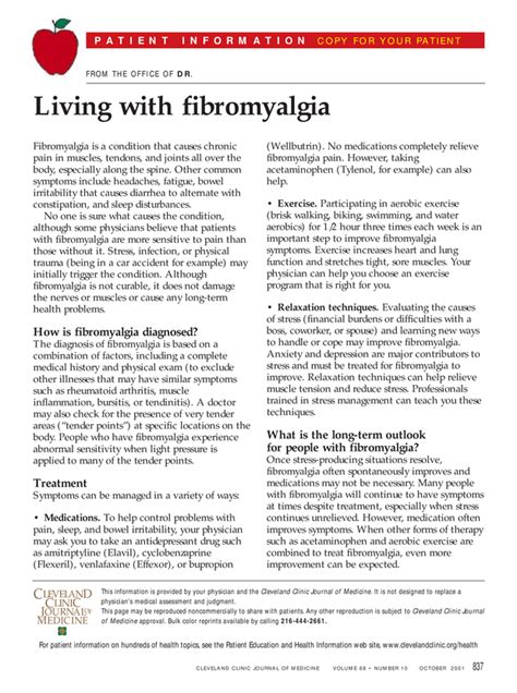Living With Fibromyalgia Cleveland Clinic Journal Of Medicine