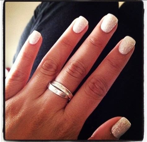 Gelish Artic White With Gelish Silver Gel Glitter Top Coat Nails