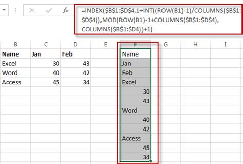 Transpose Multiple Columns Into One Column Free Excel Tutorial
