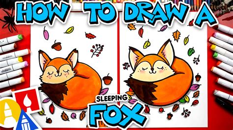 How To Draw A Cute Fox Sleeping In Fall Art For Kids Hub