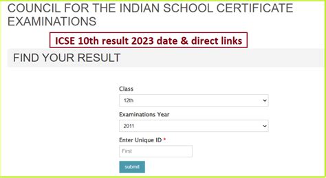 Icse Th Class Result Link Check Th Marksheet Results Cisce Org