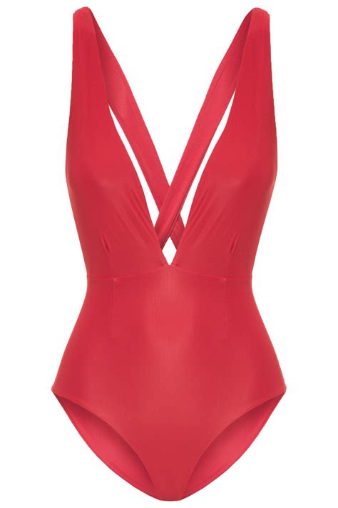 Red One Piece V Neck Swimsuit With Multi Way Straps Marina Maillot