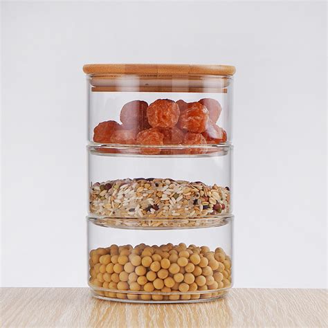 Wholesale 450ml Heat Resistant Borosilicate Glass Coffee Oat Jars With Bamboo Airtight Lid