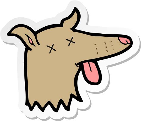 Pegatina De Una Cara De Perro Muerto De Dibujos Animados 10229824