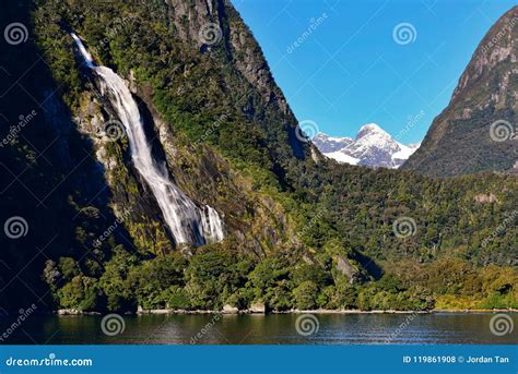 Bowen Falls Tallest Waterfall In Milford Sound Stock Photo Image Of