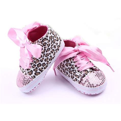 New Infant Toddler Leopard Sequins Sneakers Baby Girls Soft Sole Crib