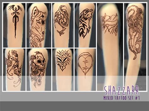 Shazzars Mixed Design Tattoo Pack 1 Sims 4 Updates ♦ Sims 4 Finds
