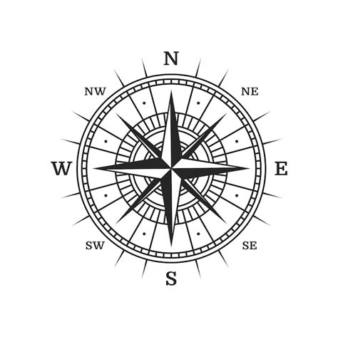 Premium Vector Old Compass Vintage Map Wind Rose Vector Sign