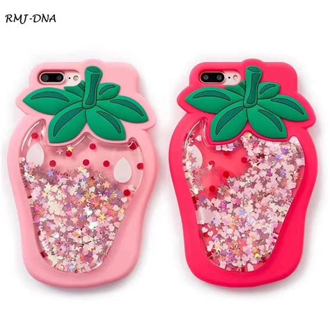For Iphone 7 7 Plus Case Strawberry Quicksand Phone Cases Cover For