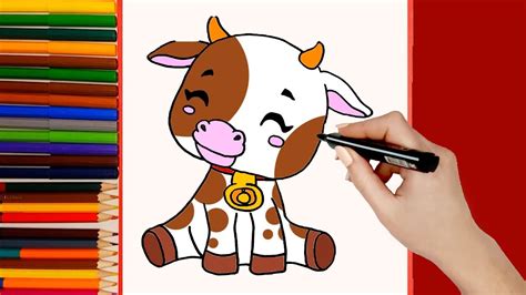 Aprende A Dibujar Una Vaca Kawaii Paso A Paso Para Niños How To Draw A