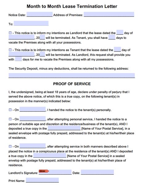 Tenancy termination letter example, free format and information on writing tenancy termination letter. Free Lease Termination Letter Template | For Month to ...