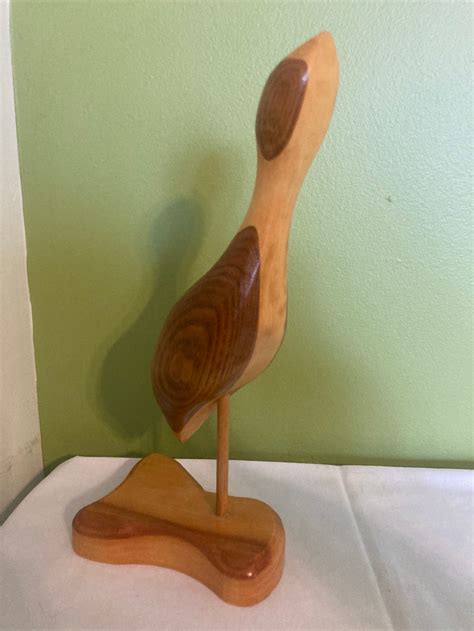 Pair Of Hand Carved Wooden Birds Etsy