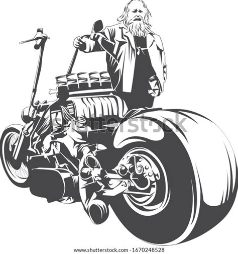 Old Man Biker Vector My Grandfather Stock Vector Royalty Free