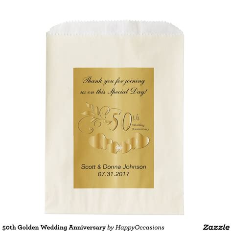 50th Golden Wedding Anniversary Favor Bag 50 Golden