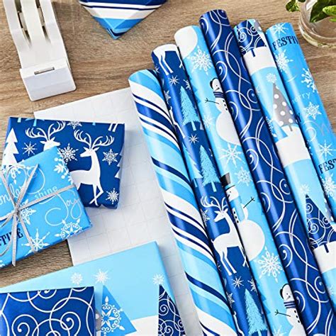 Hallmark Holiday Wrapping Paper Bundle With Cut Lines On Reverse Pack
