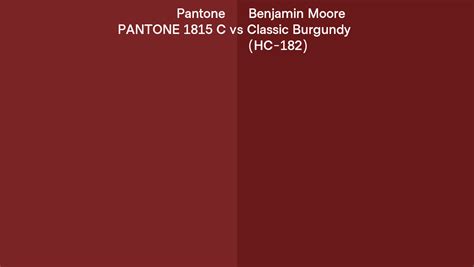 Pantone 1815 C Vs Benjamin Moore Classic Burgundy Hc 182 Side By Side