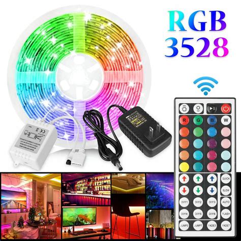 66ft Flexible 3528 Rgb Led Smd Strip Light Remote Fairy Lights Room Tv