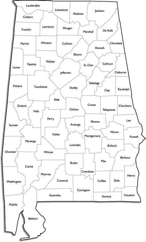 Printable Map Of Alabama Counties With Names Counties