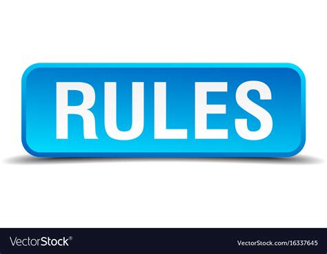 Rules Blue 3d Realistic Square Isolated Button Vector Image