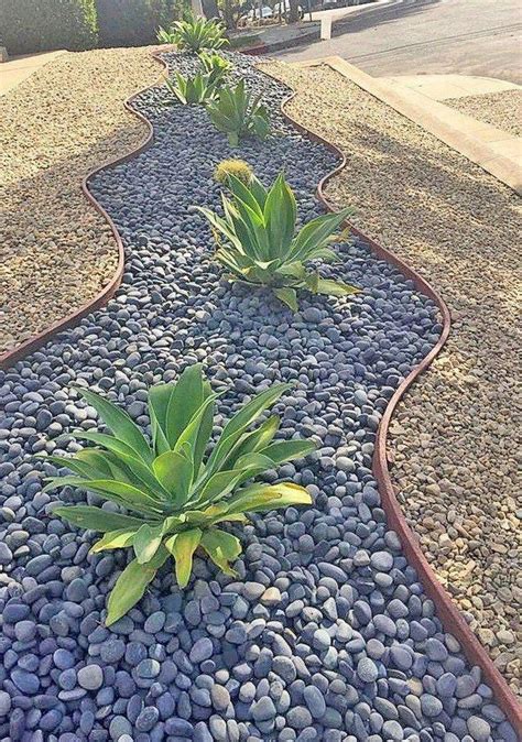 Landscaping Garden Ideas With River Rock Cactus Gardening Succulents Front Garden