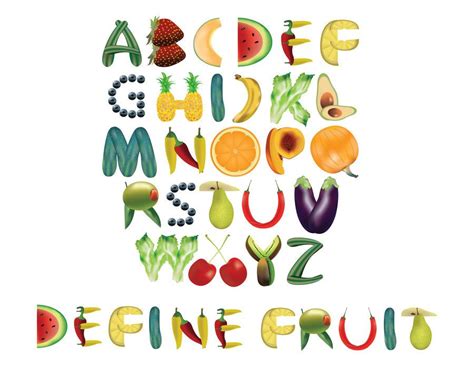 The Alphabet In Fruit Form Alphabet Art Alphabet Design Lettering