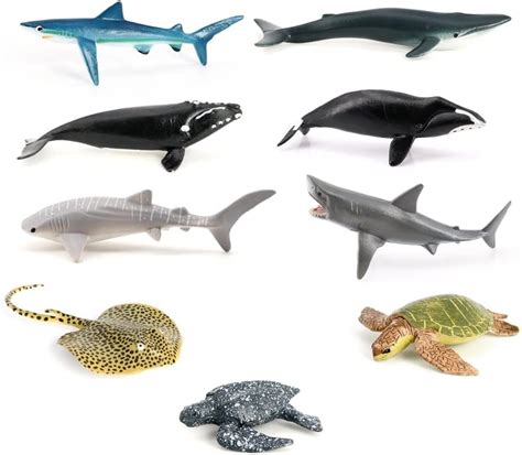 Volnau Mini Sea Creature Toys 9pcs Marine Miniature Animal