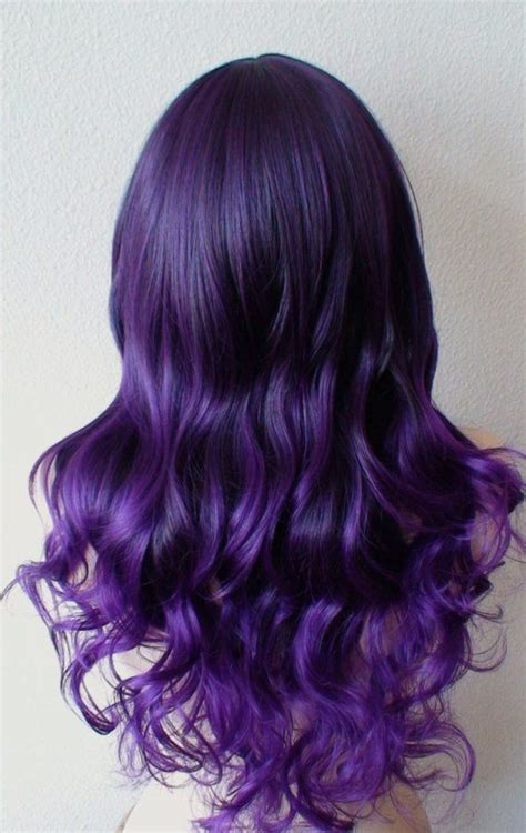Ombre Wig Lace Front Wig Deep Purple Long Volume Curly