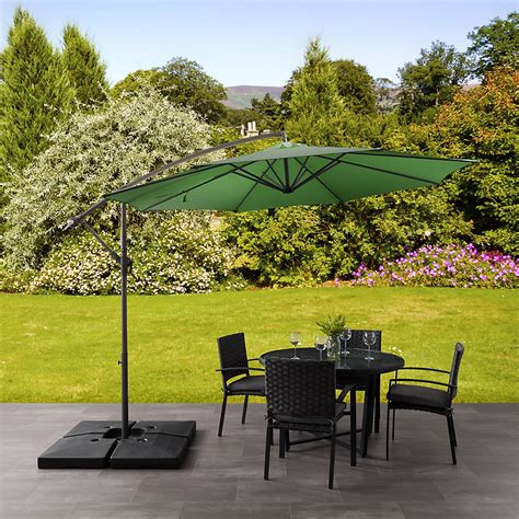 Corliving 95 Ft Uv Resistant Offset Forest Green Patio Umbrella The