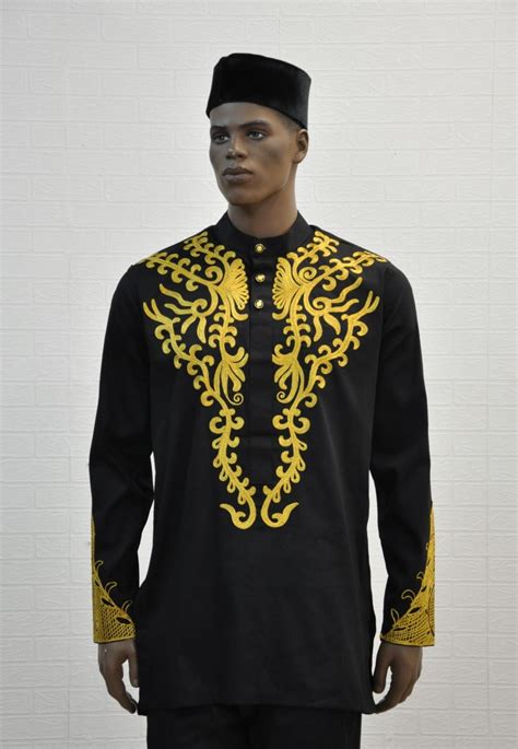 Black And Gold Mens Embroidery Shirt African Clothing Store Uk