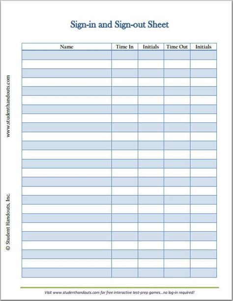 Start a free trial now to save yourself time and money! Free Printable Sign Up Sheets | Free Printable Employee or Guest Sign-in and Sign-out Sheet with ...