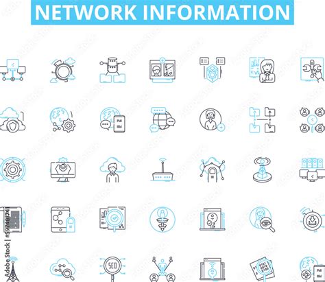 Network Information Linear Icons Set Connectivity Bandwidth Firewall