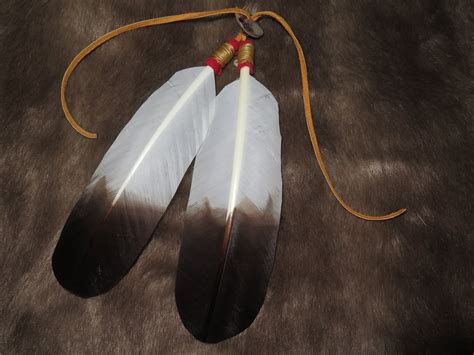 Native American Hair Tie As Part Of Your Regalia Hand Made Golden Or White Bald Eagle Feathers