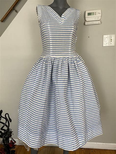 Vintage 1950’s Betty Barclay Striped Dress Gem